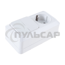 Блок ОП Олимп 2-кл. вык.+ роз. с заземл. горизонт. бел. UNIVersal О0033