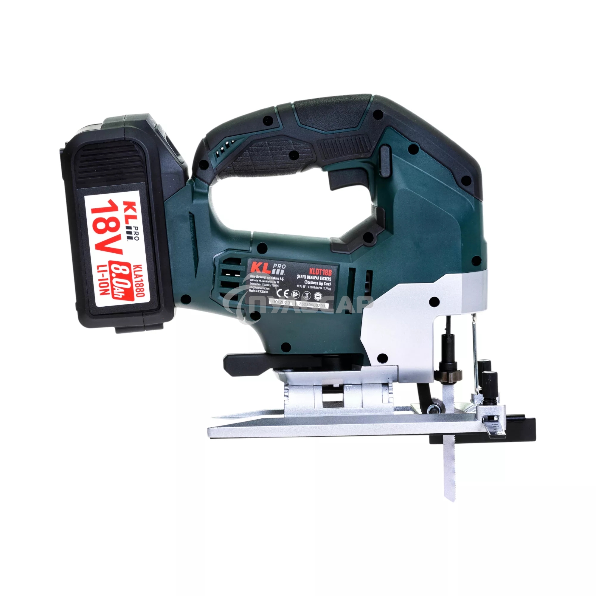Профессиональный лобзик бесщеточный KLPRO KLDT18B-80 (18В, Li-ion-2шт, 8.0А·ч, патрубок для пылесоса, полотна (дерево/металл, З/У-4А, кейс)