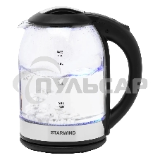 Чайник электрический Starwind SKG2051 1.8л. 1800Вт черный/серебристый (корпус: стекло)