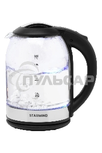 Чайник электрический Starwind SKG2051 1.8л. 1800Вт черный/серебристый (корпус: стекло)