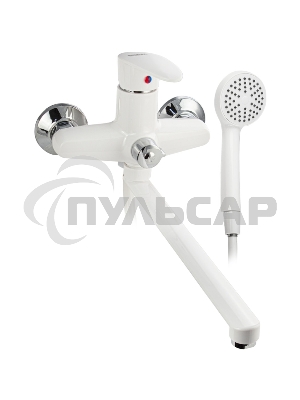 Смеситель в ванную BRIMIX 5561 длинный излив, шаровый, из высокопрочного пластика АБС, БЕЛЫЙ