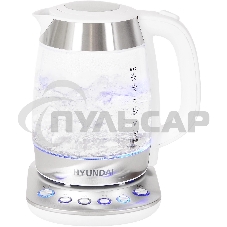 Чайник электрический Hyundai HYK-G4033 1.7л. 2200Вт белый/серебристый (корпус: стекло)