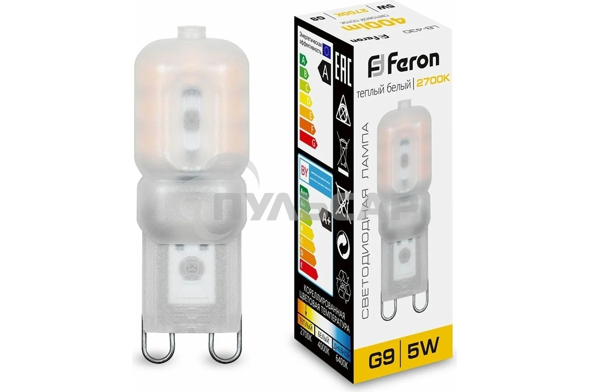 Лампа светодиодная Feron LB-430 5W 230V G9 2700K