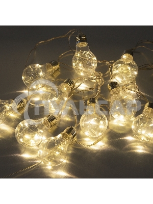 Гирлянда светод. Funray Лампочки, SE-BULBS-360WW, 3*АА, 3м, 60LED,10ламп, тепл.бел, прозр шн.0,5м,