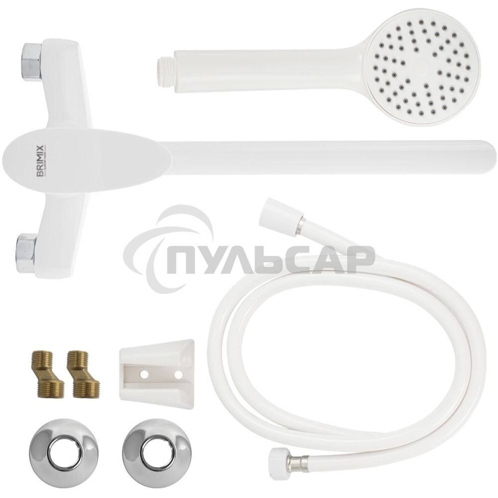 Смеситель в ванную BRIMIX 5561 длинный излив, шаровый, из высокопрочного пластика АБС, БЕЛЫЙ