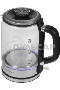 Чайник электрический Hyundai HYK-G5501 1.7 л, 2200 Вт, серебристый/черный