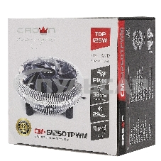 Кулер для процессора Crown CM-S1250TPWM v2 серебристый/черный, 95 мм, алюминий, 2000 об/мин, 28.7 дБ, 4 pin, 125 Вт, 53 мм