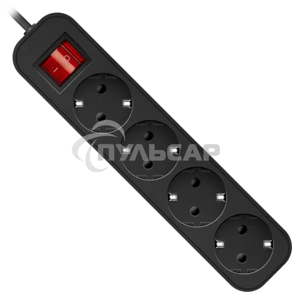 Удлинитель Defender G450 черный, 5 м, EURO, 4 розетки, 2200 Вт
