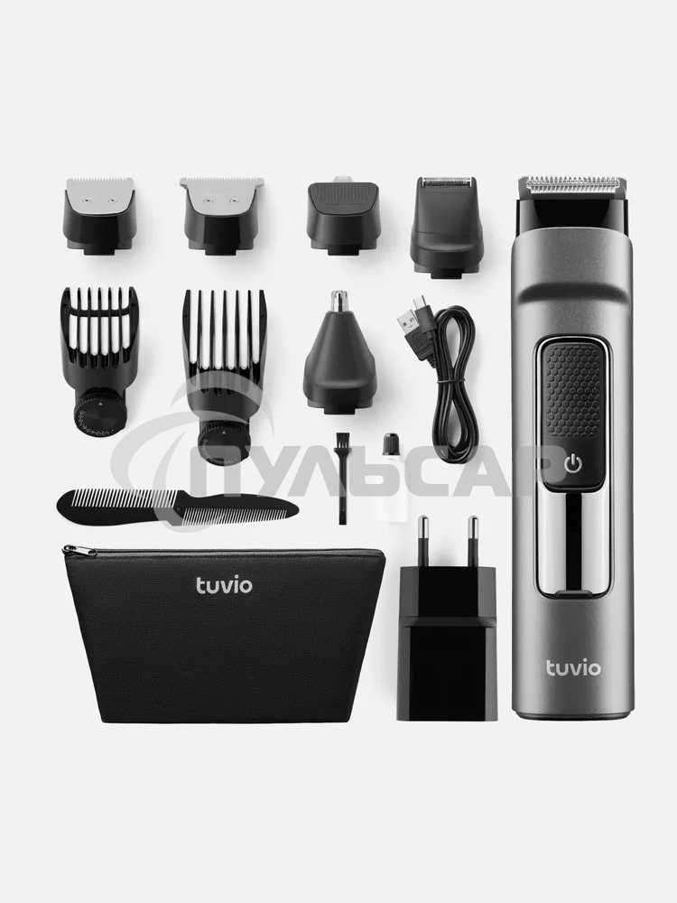 Машинка для стрижки волос, триммер с 7 насадками Tuvio HC-BGA7G, серый