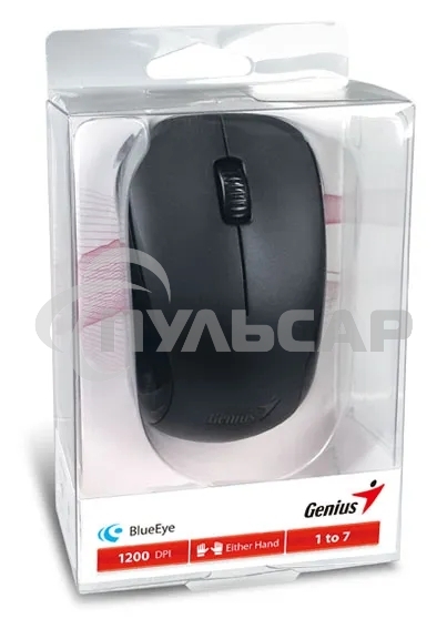 Мышь беспроводная Genius NX-7000 черный, 1200 dpi, радиоканал, USB, кнопки - 3