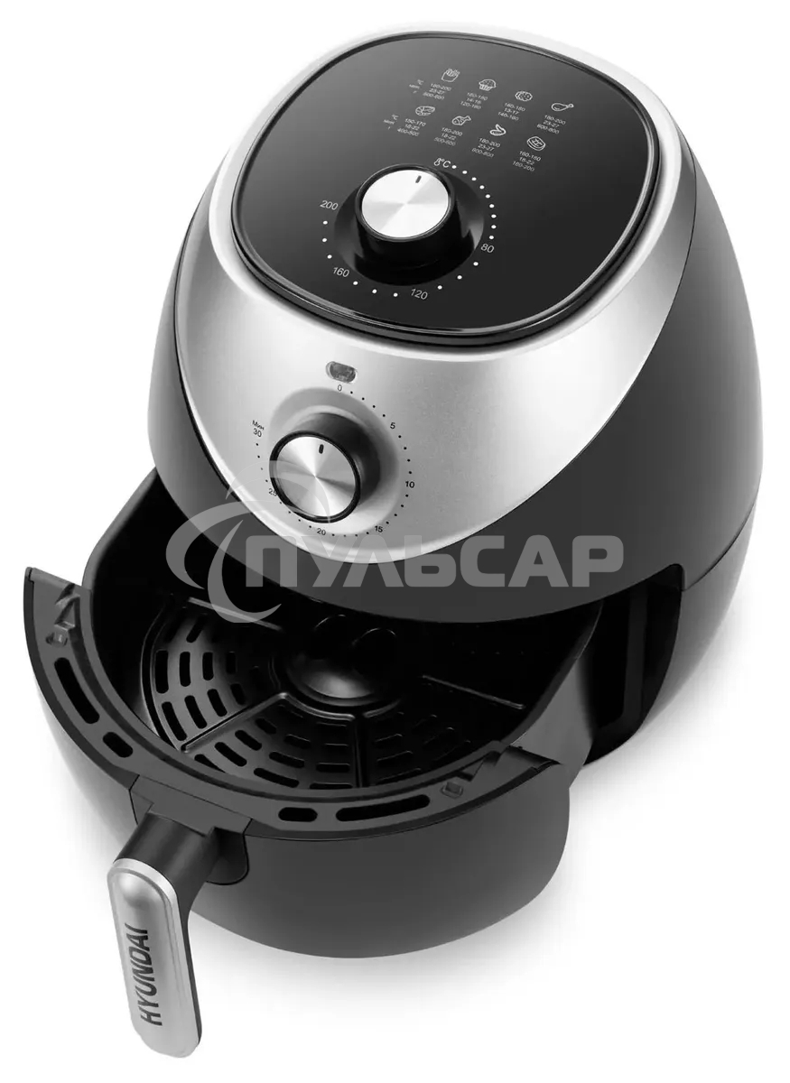 Аэрогриль Hyundai HYF-3456 1500Вт черный/серебристый