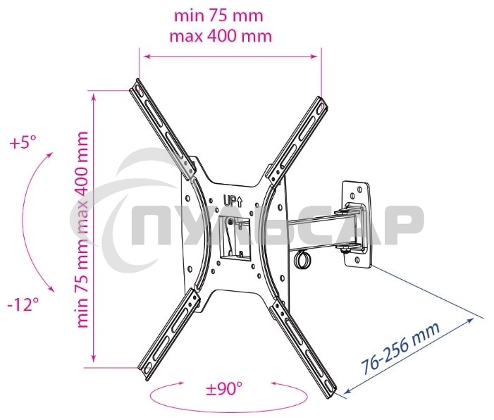 Кронштейн Kromax OPTIMA-403 черный, 15