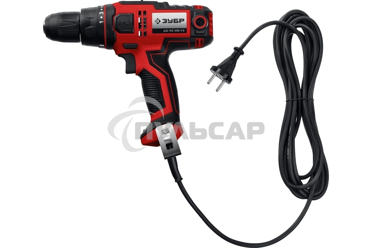 Дрель-шуруповерт ЗУБР ДШ-М3-500-2 К, Сетевая, 500 Вт, Кейс