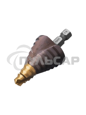 Сверло ступенчатое Denzel 9-12-15-18-21-24-27-30-33-36 мм, Р6М5К5, 6-гр. хвостовик 723615