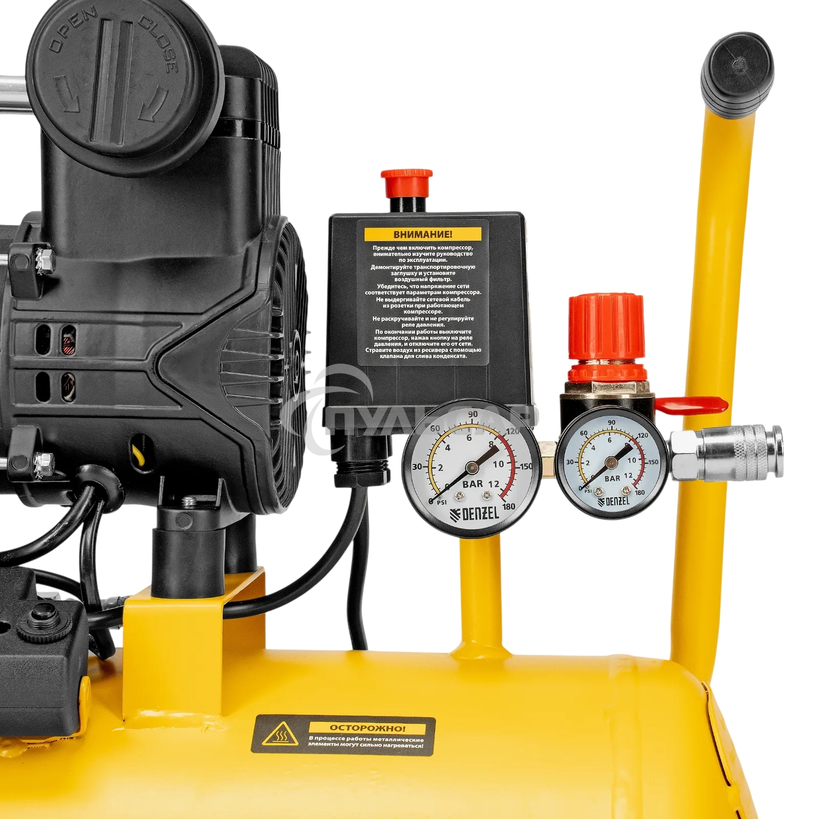 Компрессор безмасл. малошумный Denzel DLP-950/24, 950 Вт, 24 л, 2850 об/мин, 170 л/мин