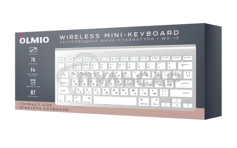 Клавиатура беспроводная OLMIO WK-15 белая, Bluetooth, компактная мультимедийная