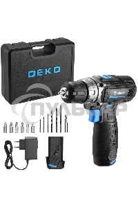 Дрель-шуруповерт Deko DKCD12V PRO, Аккумуляторная, 12В, 2 АКБ, Кейс