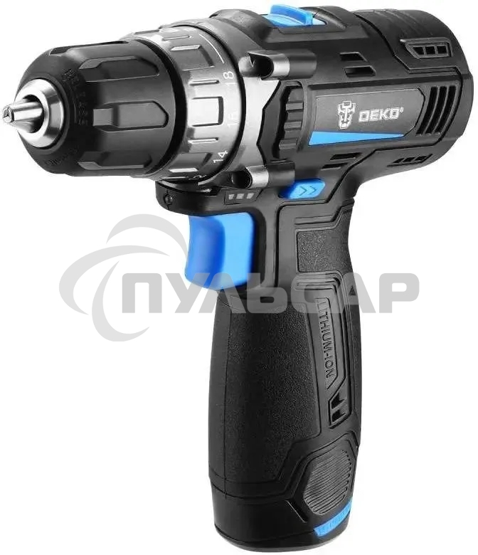 Дрель-шуруповерт Deko DKCD12V PRO, Аккумуляторная, 12В, 2 АКБ, Кейс