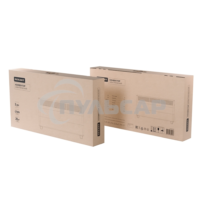 Конвектор Rexant 60-0120 белый, 2000 Вт, 25 м2, термостат