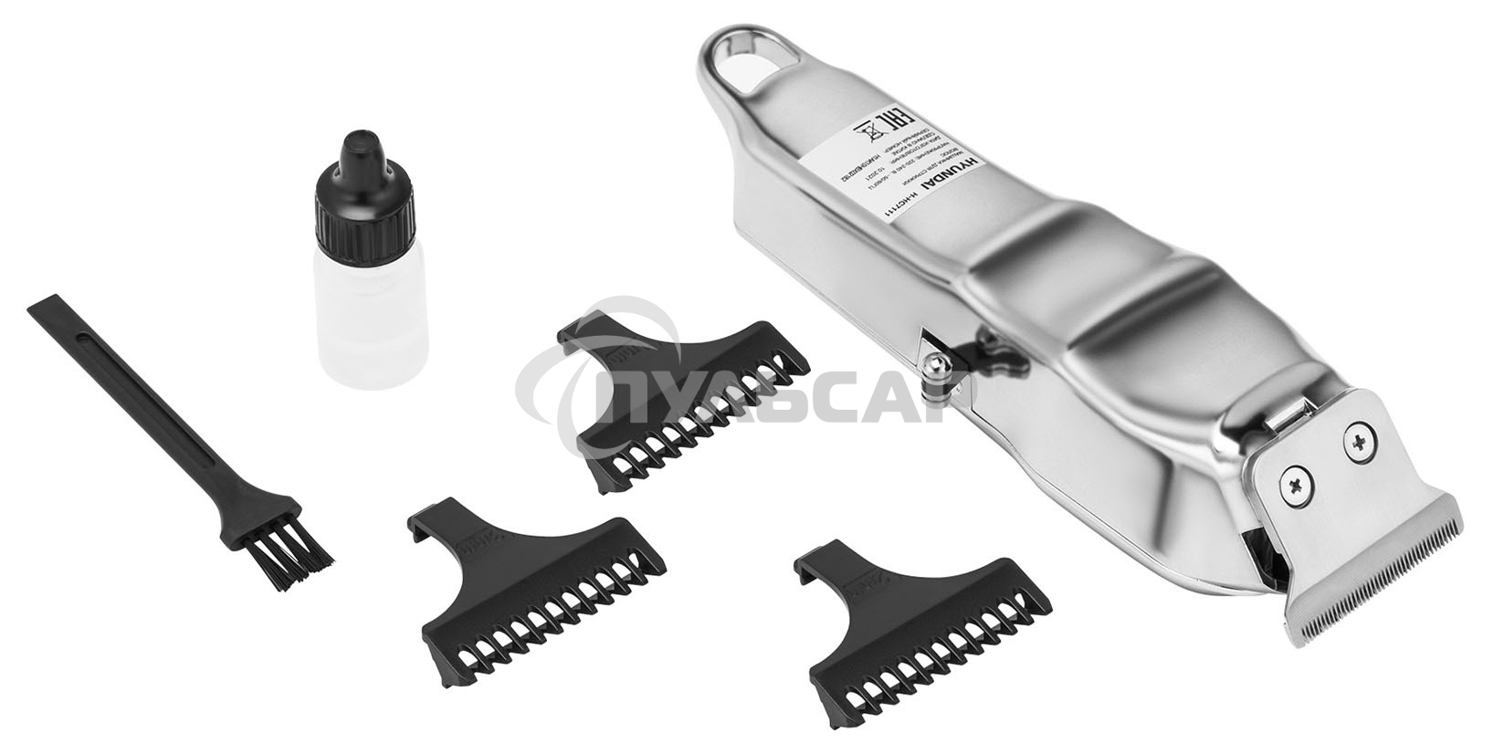 Машинка для стрижки Hyundai H-HC7111 серебристый/черный 3Вт (насадок в компл:3шт)