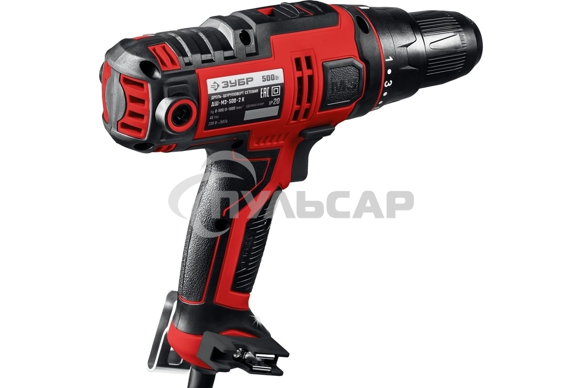 Дрель-шуруповерт ЗУБР ДШ-М3-500-2 К, Сетевая, 500 Вт, Кейс