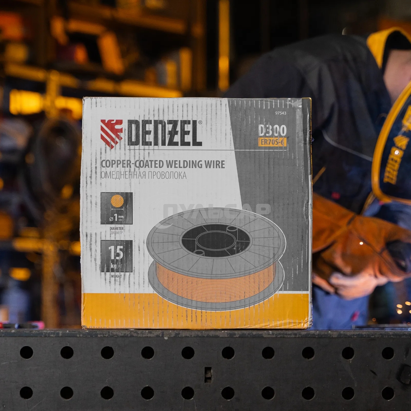 Омедненная проволока Denzel ER70S-6, диам. 1 мм, 15 кг, диам. катушки D300