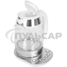 Чайник электрический Hyundai HYK-G4033 1.7л. 2200Вт белый/серебристый (корпус: стекло)