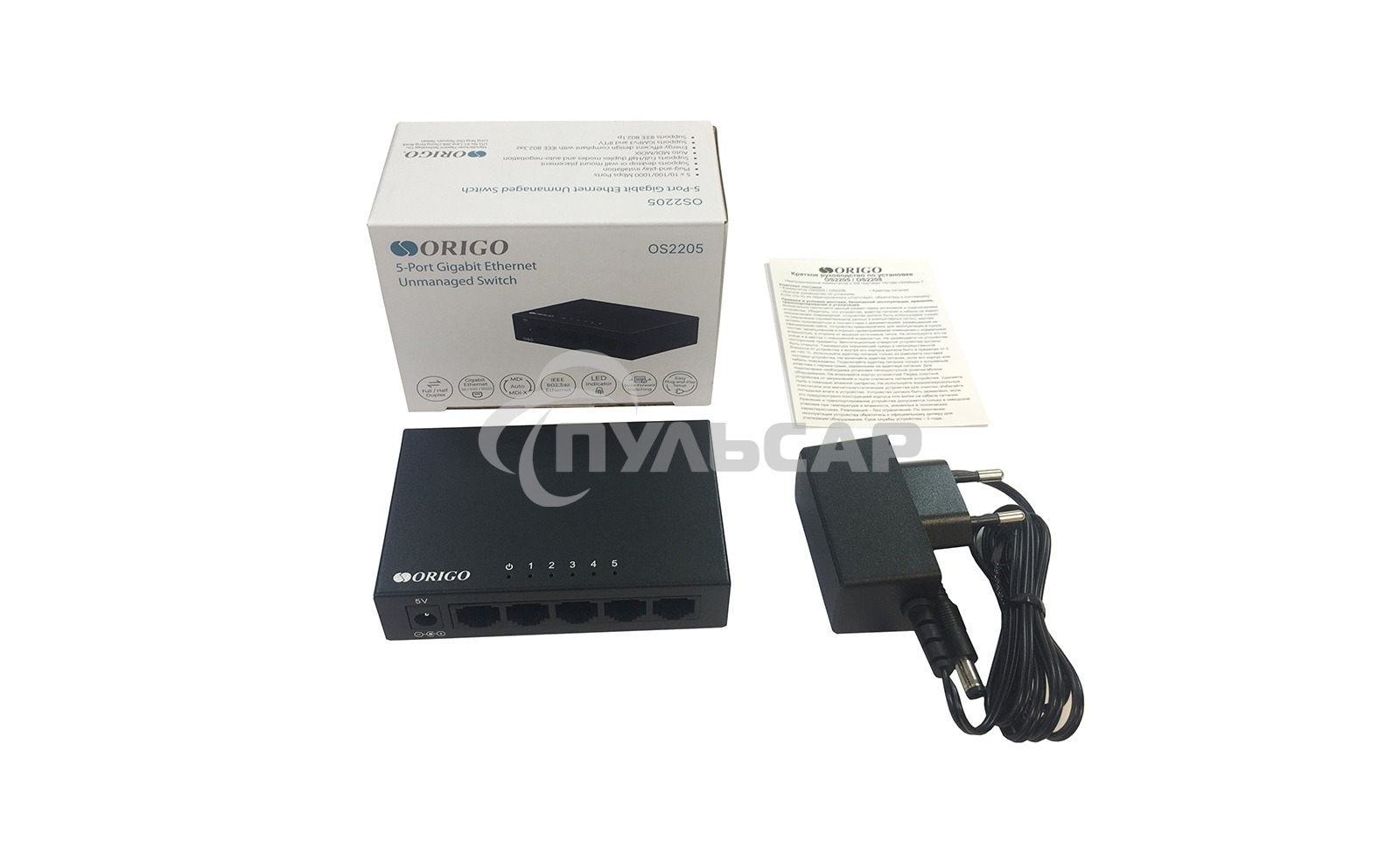 Неуправляемый коммутатор ORIGO OS2205/A2A 5x1000Base-T, корпус металл