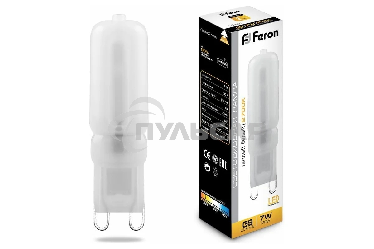 Лампа светодиодная Feron LB-431 7W 230V G9 2700K