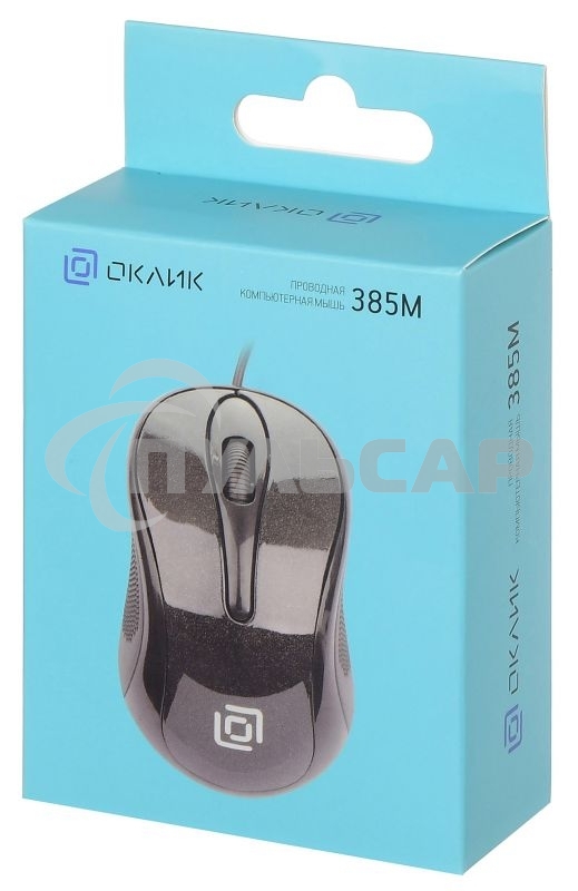Мышь проводная Oklick 385M черный, 1000 dpi, USB, кнопки - 3