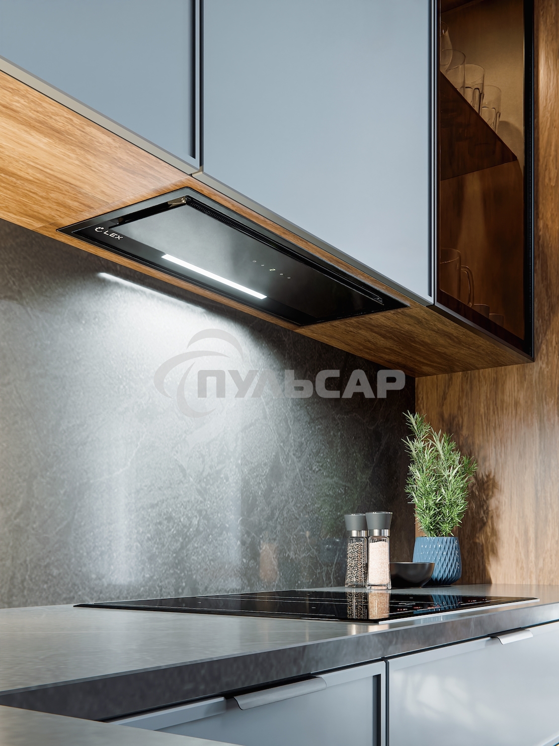 Вытяжка встраиваемая LEX Hyper 900 GS Inverter BL черный, 70 см, 850 куб. м/ч, 44 дБ