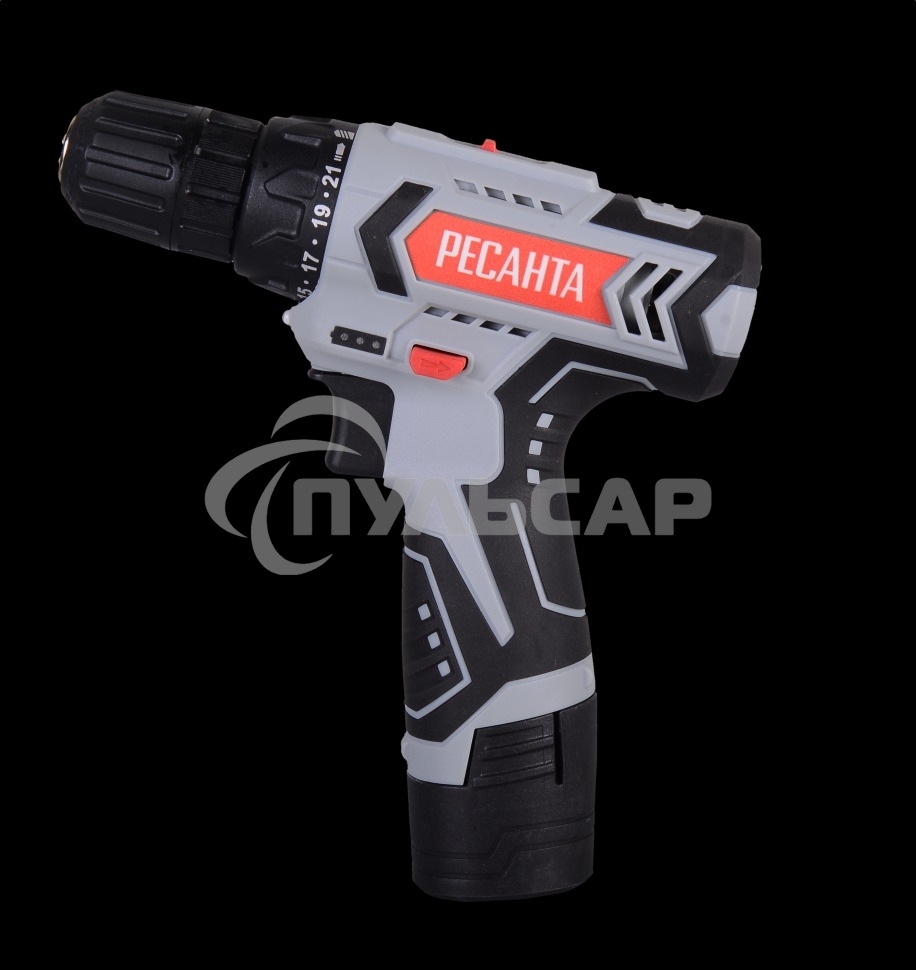 Дрель-шуруповерт Ресанта ДА-12-2ЛК 75/14/2, Аккумуляторная, 12В, 2 АКБ, Кейс