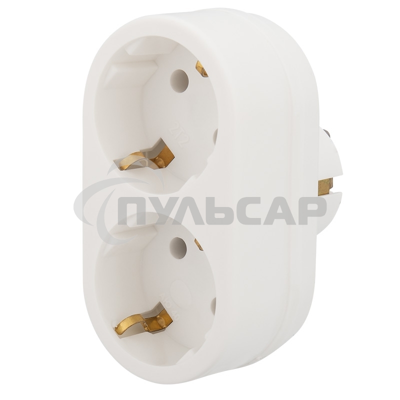 Двойник электрический 16 А с заземлением белый Rexant
