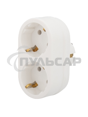Двойник электрический 16 А с заземлением белый Rexant