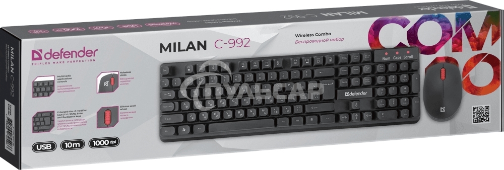 Комплект клавиатура + мышка Defender MILAN C-992 RU черный