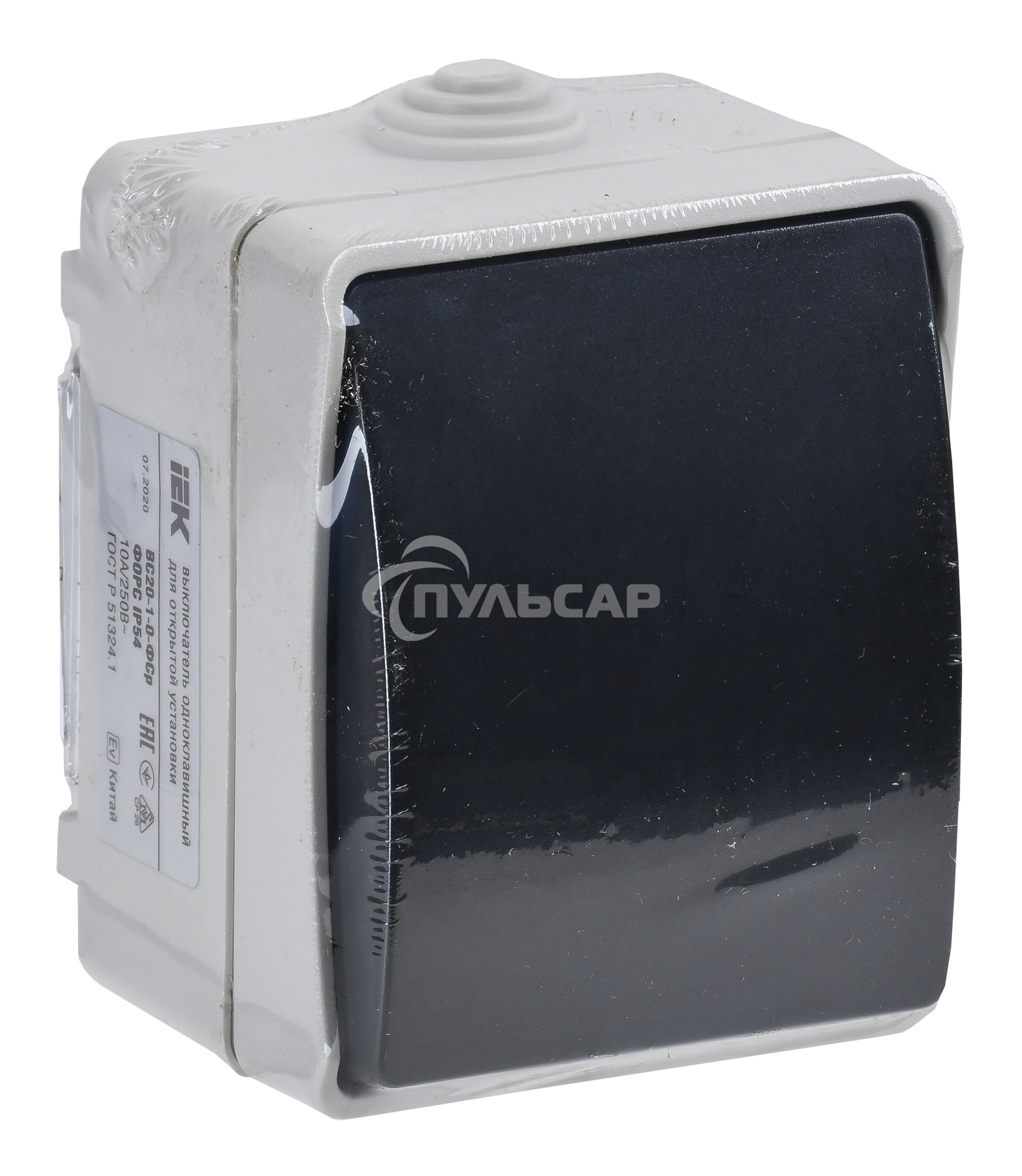 Выключатель 1-кл. ОП ФОРС 10А 250В IP54 ВС20-1-0-ФСр ИЭК EVS10-K03-10-54-DC