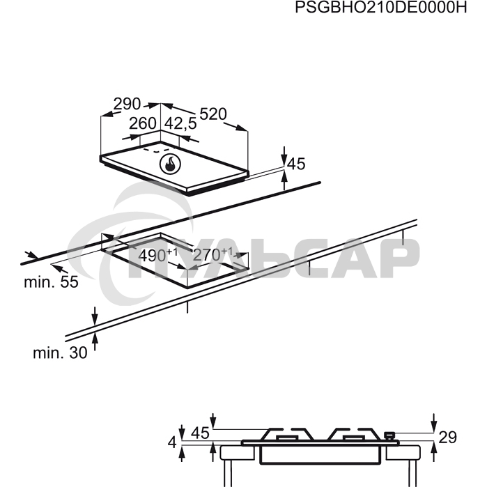 Газовая варочная панель Electrolux EGC3322NVK черный