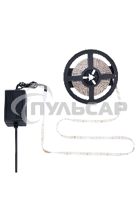 Комплект светодиодной ленты 5 м с блоком питания IP65, теплое белое свечение 3000 К LAMPER