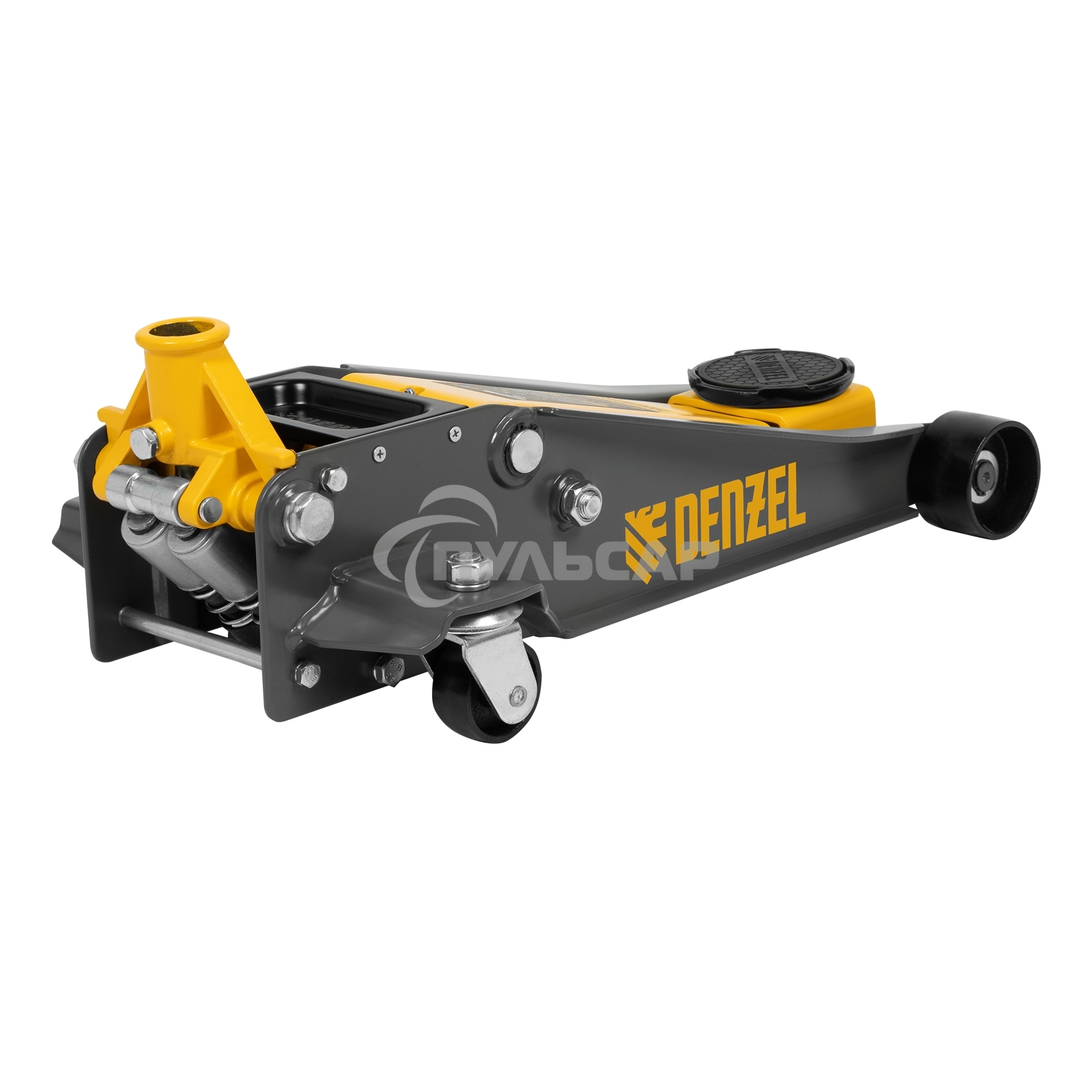 Домкрат гидравлический подкатной Denzel 3 т, 125-470 мм, быстрый подъем, проф. 51260