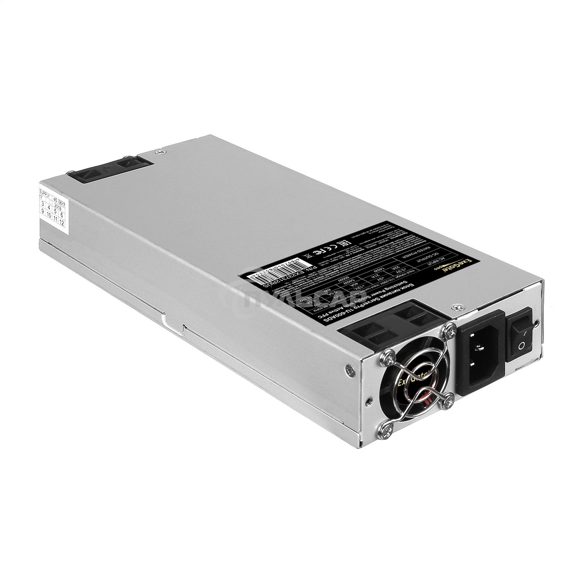 Блок питания серверный 600W ExeGate (RM-1U-600ADS) APFC,универсальный для 1U, 24pin/2x(4+4)pin, 5xSATA,4xIDE