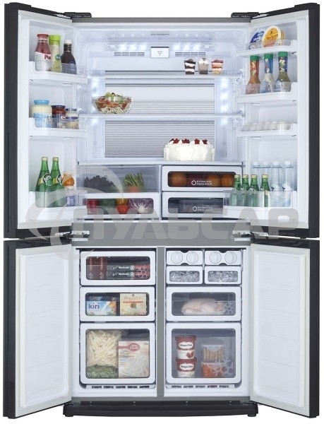 Холодильник Sharp SJ-EX93PSL нержавеющая сталь трехкамерный 345/211 л морозилка снизу Side by Side