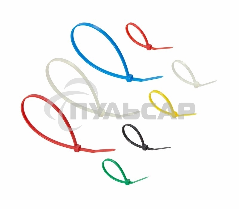 Набор хомутов-стяжек нейлоновых Rexant 100, 200 мм, цветные, НХ-2, тубус 300 шт.