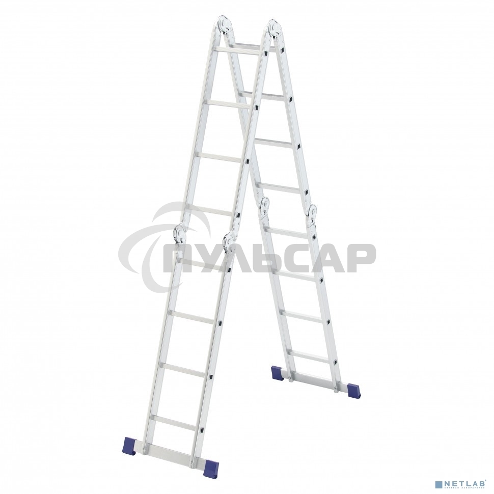 Лестница шарнирная алюминиевая Сибртех, 4х4, 97882