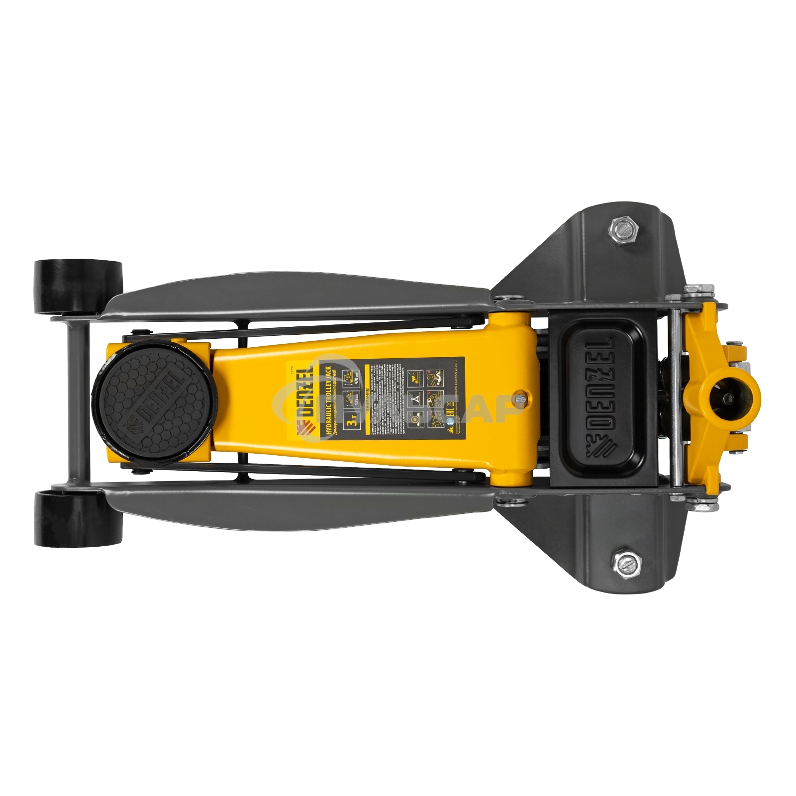 Домкрат гидравлический подкатной Denzel 3 т, 125-470 мм, быстрый подъем, проф. 51260