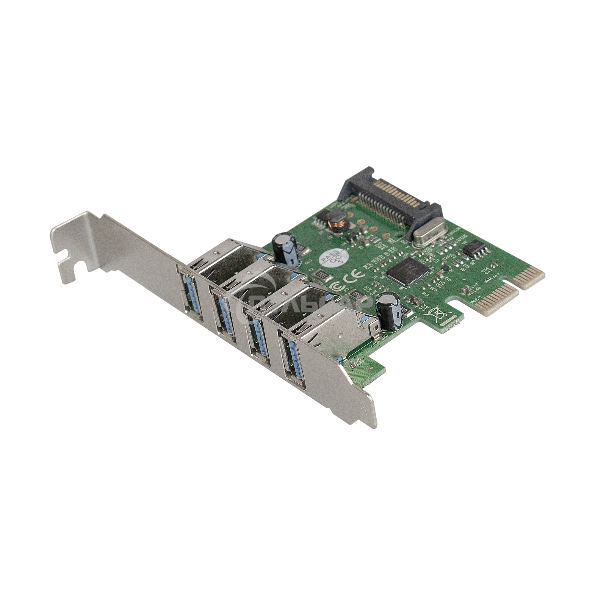 Контроллер ExeGate EXE-314 PCI-E 2.0, 4*USB 3.0 ext, разъем доп.питания (OEM)