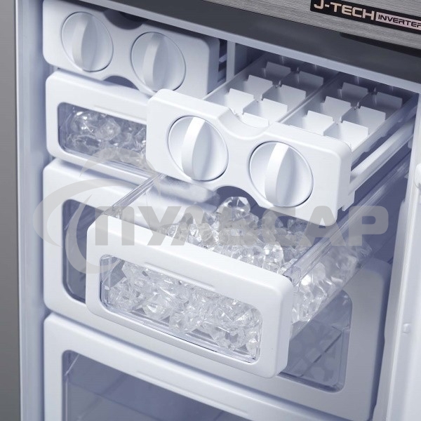 Холодильник Sharp SJ-EX93PSL нержавеющая сталь трехкамерный 345/211 л морозилка снизу Side by Side