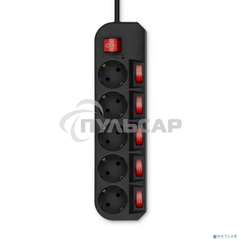 Сетевой фильтр Buro 500SH-3-SW-B 3м (5 розеток) черный (коробка)