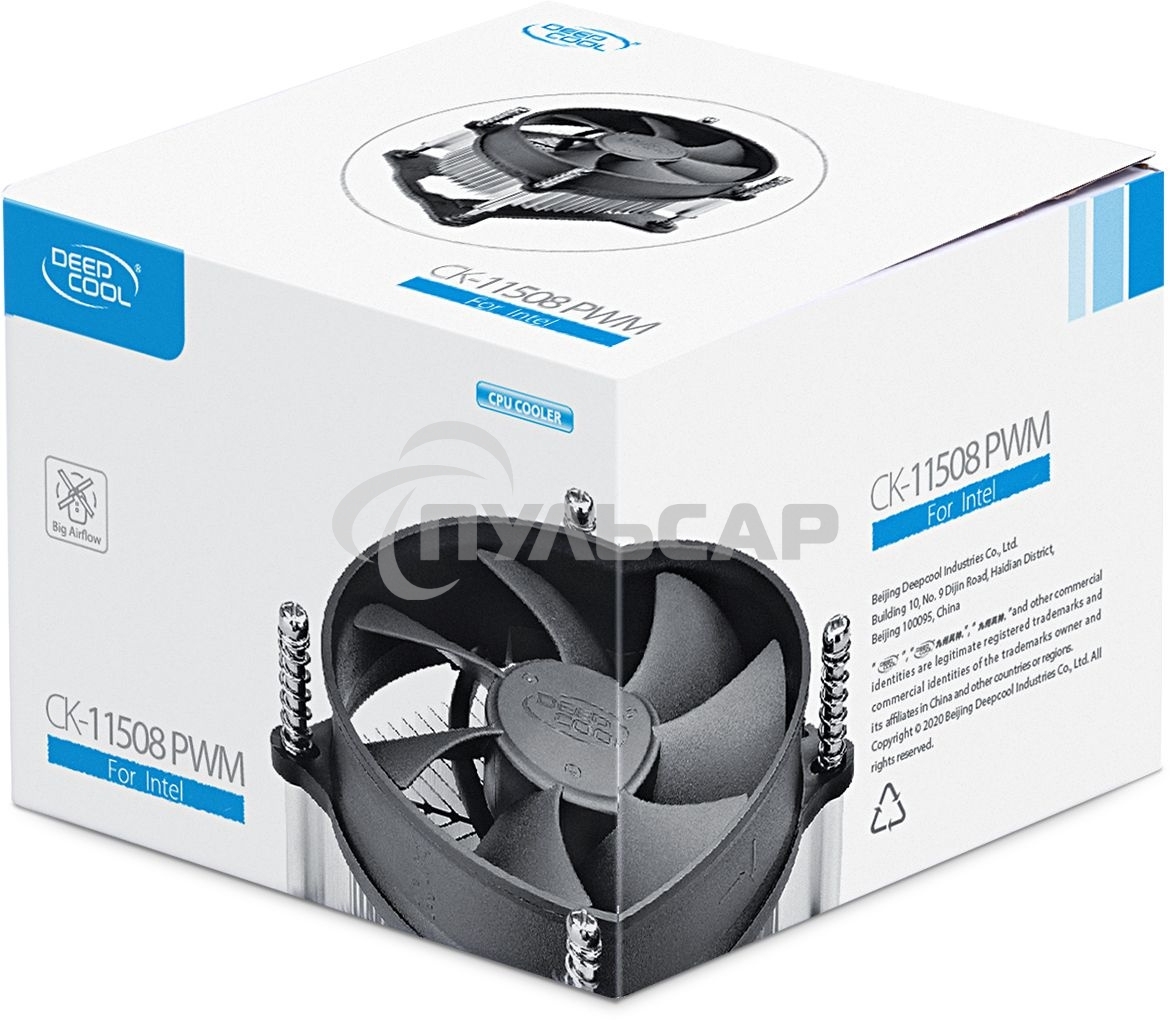 Кулер для процессора DEEPCOOL CK-11508 PWM черный, 92 мм, алюминий, 2200 об/мин, 30.1 дБ, 4 pin, 65 Вт, 70 мм