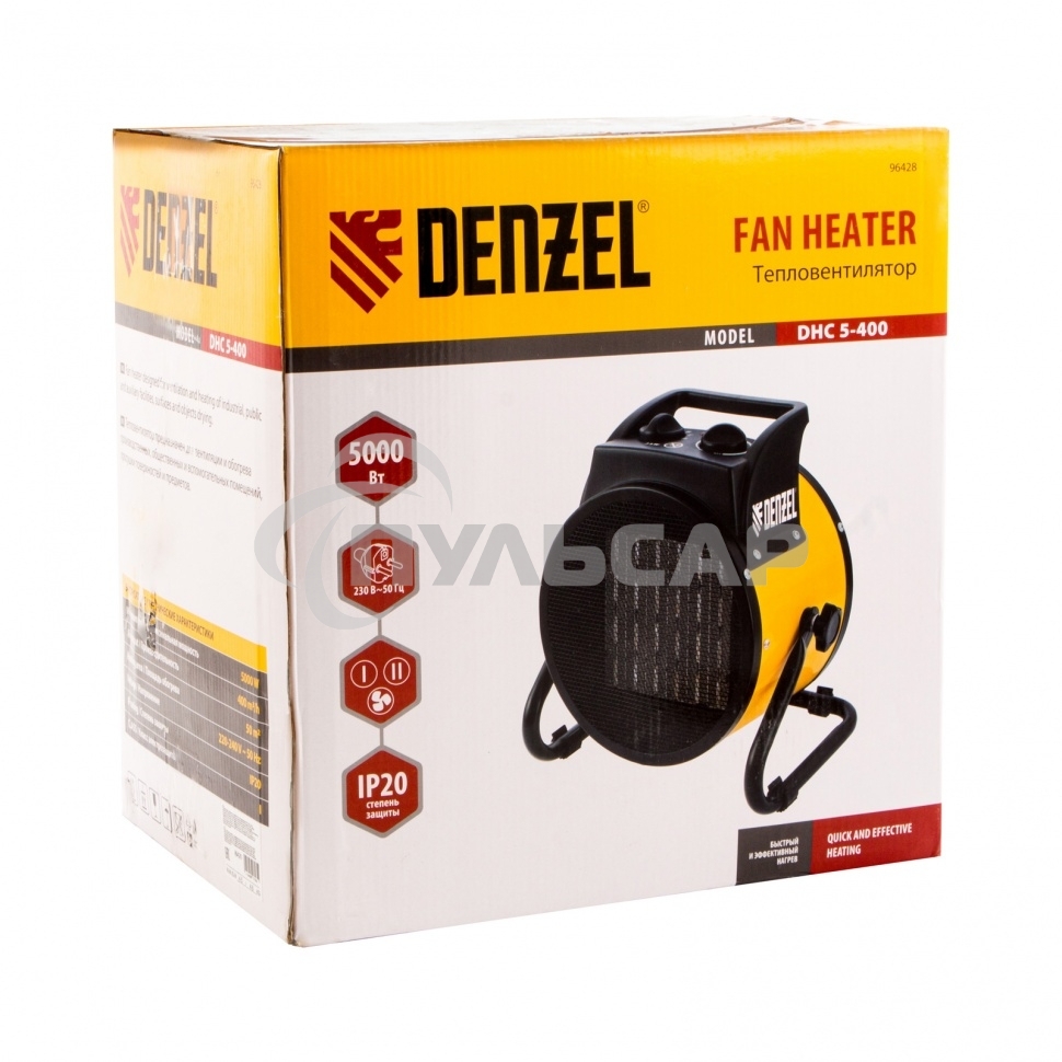 Тепловая пушка керамический нагреватель (тепловентилятор) Denzel DHC 5-400, 230В, 0,04/3/5 кВт