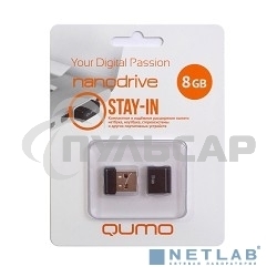 Флешка USB 2.0 QUMO 8 Gb, NANO QM8GUD-NANO-B черный
